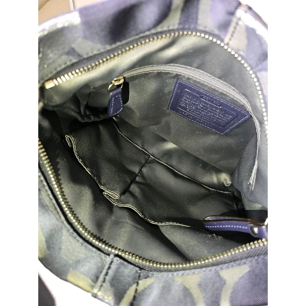 Coach Moto Optic Metallic Chain Navy‎ Signature Jacquard Silver/Blue